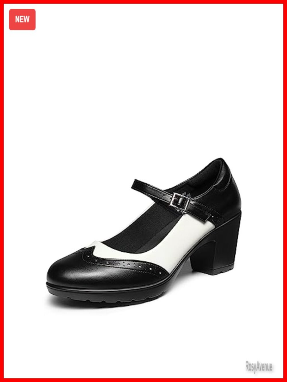 Round Toe Mary Jane Oxford Dress Shoes Block Heel Cushioned Insole Buckle Strap